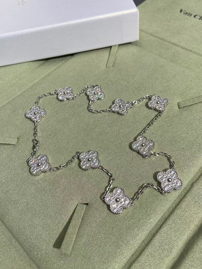 [Marin-Jewelry Jewelry] クローバー 10モチーフ フルダイヤモンドネックレス