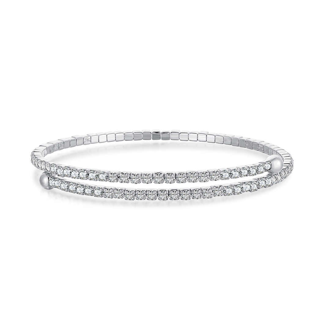 [Marin Jewelry]Row of Diamonds Round Fashion Bracelet