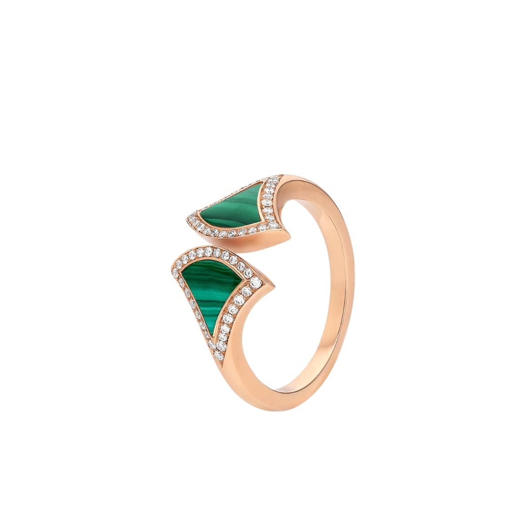[Marin]DREAM MALACHITE DIAMOND OPEN RING