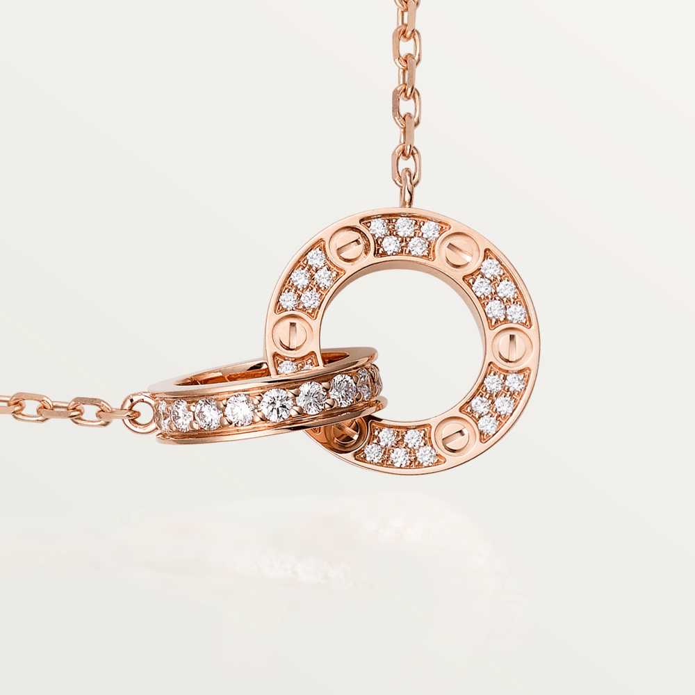 [Marin]COLLIER LOVE 7,6 MM OR ROSE ET ARGENT TOUT DIAMANT
