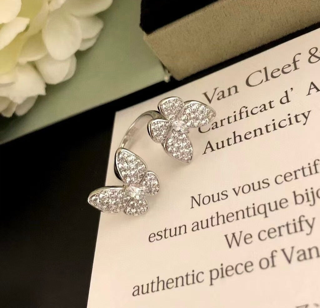 [Marin-Jewelry]TWIN SILVER BUTTERFLY DIAMOND RING