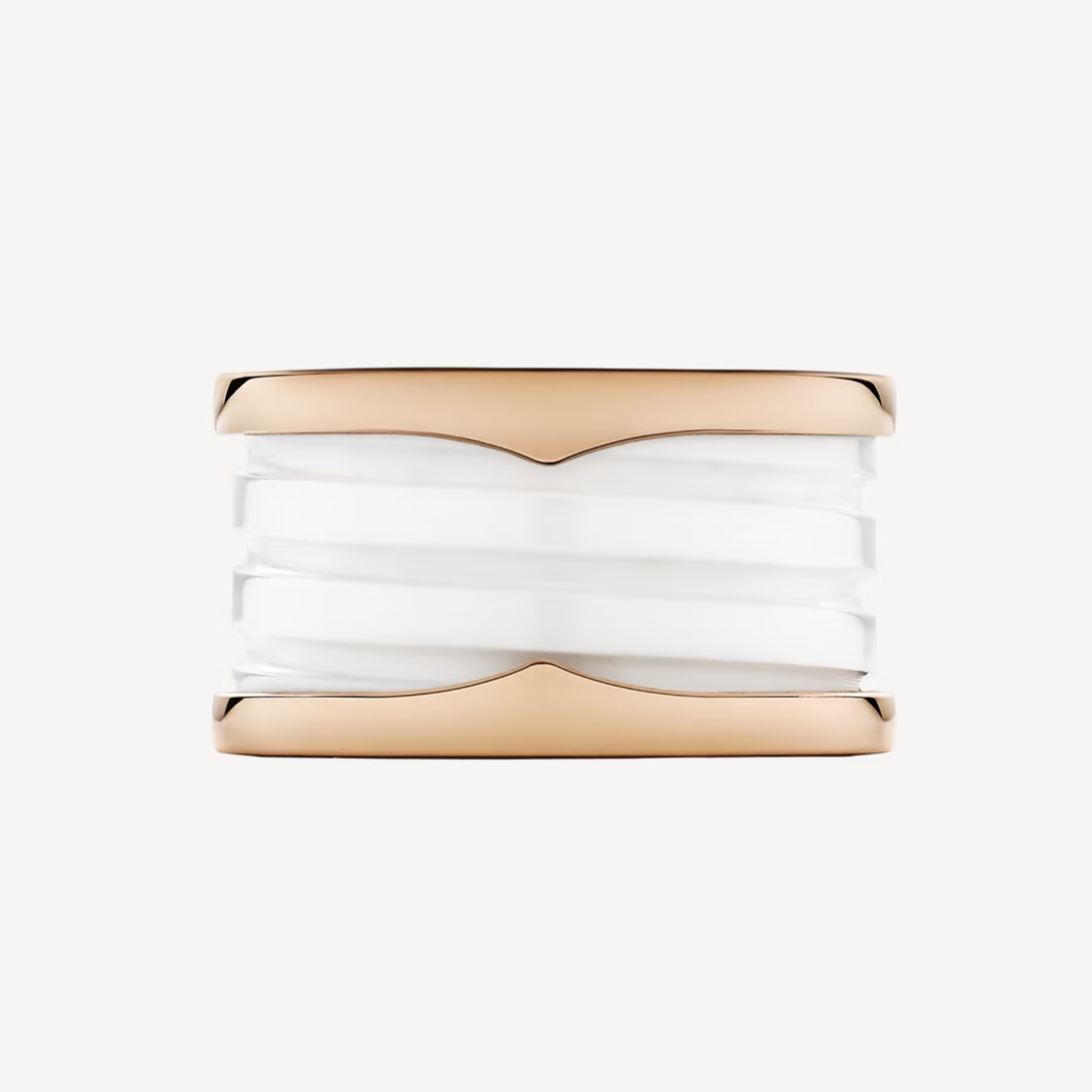 [Marin]ZERO 1 FOUR-BAND LOOPS AND WHITE CERAMIC SPIRAL PINK GOLD RING