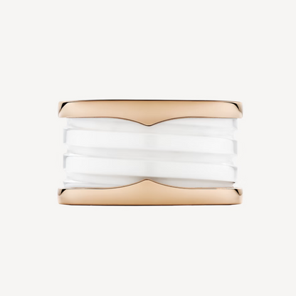 [Marin]ZERO 1 FOUR-BAND LOOPS AND WHITE CERAMIC SPIRAL PINK GOLD RING