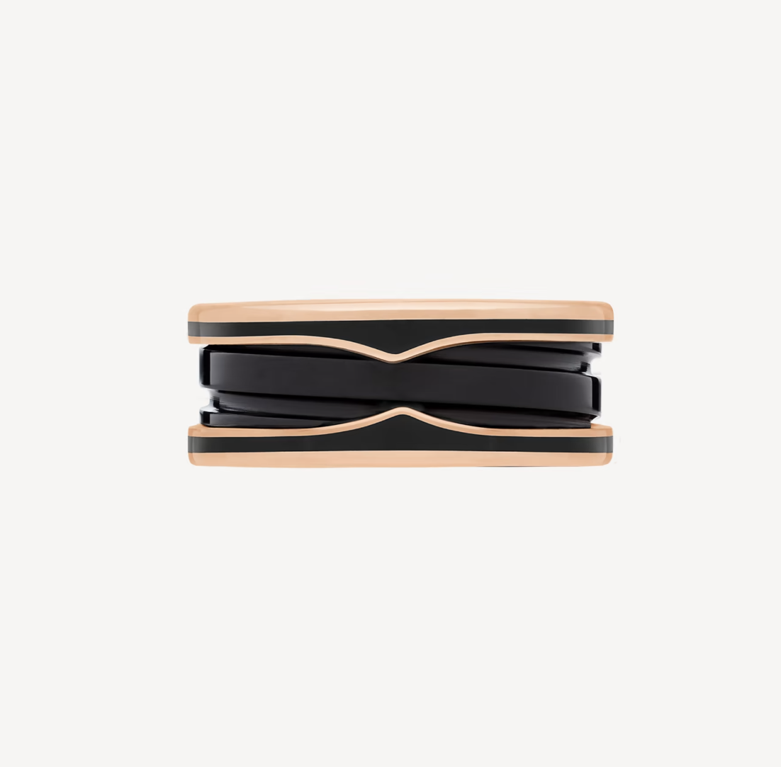 [Marin]ZERO 1 TWO-BAND WITH MATTE BLACK CERAMIC PINK GOLD RING