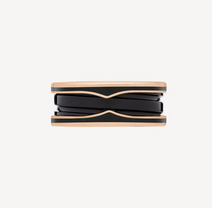 [Marin]ZERO 1 TWO-BAND WITH MATTE BLACK CERAMIC PINK GOLD RING
