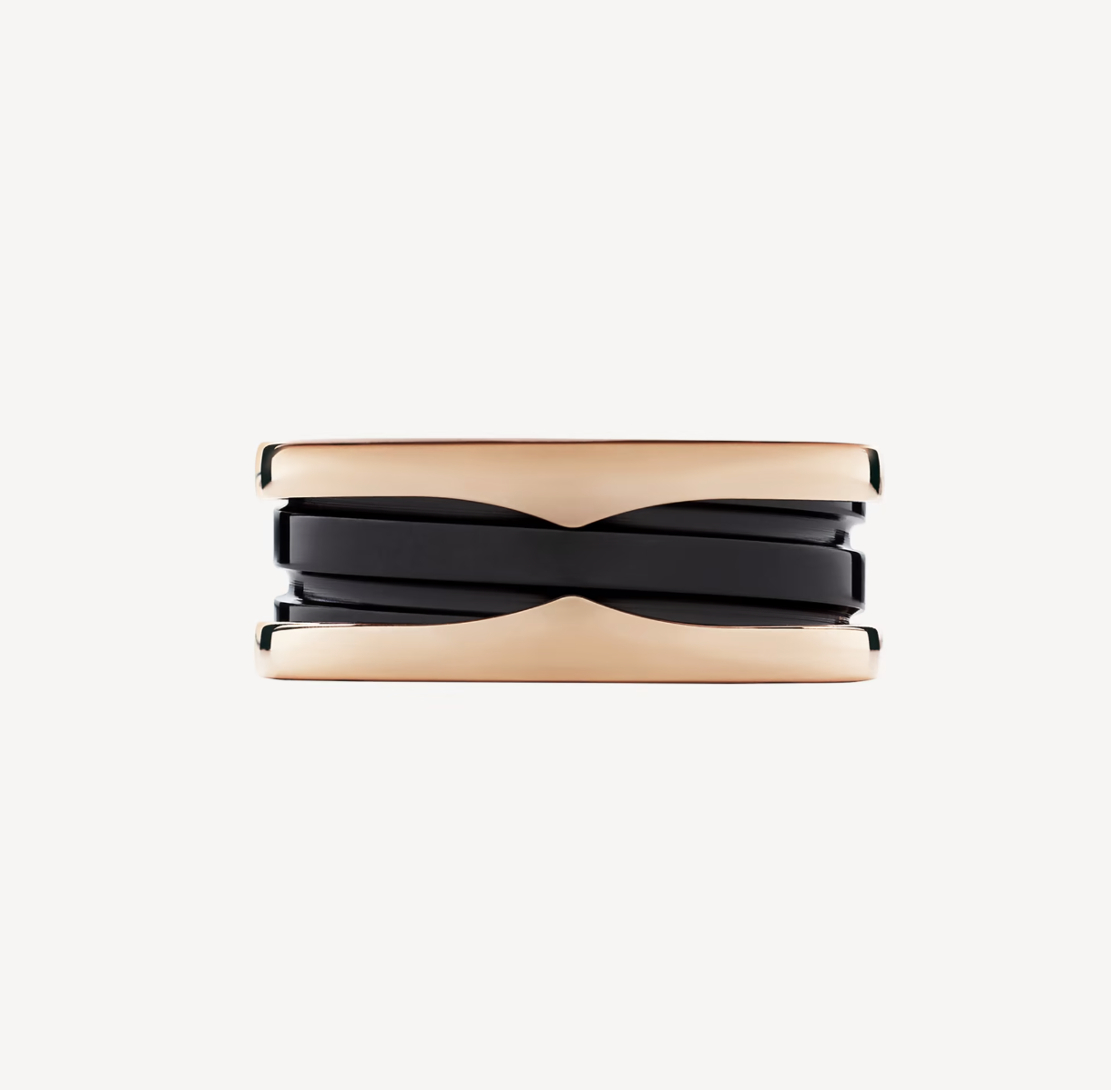 [Marin]ZERO 1 TWO-BAND LOOPS AND BLACK CERAMIC PINK GOLD RING
