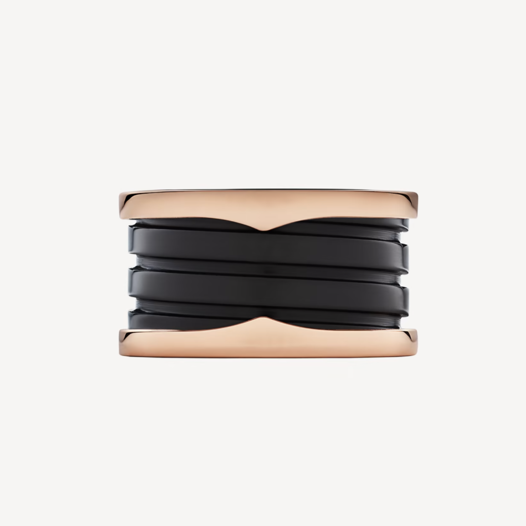 [Marin]ZERO 1 FOUR-BAND LOOPS AND BLACK CERAMIC SPIRAL PINK GOLD RING