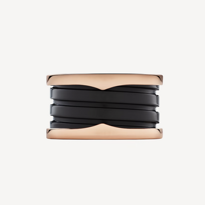 [Marin]ZERO 1 FOUR-BAND LOOPS AND BLACK CERAMIC SPIRAL PINK GOLD RING