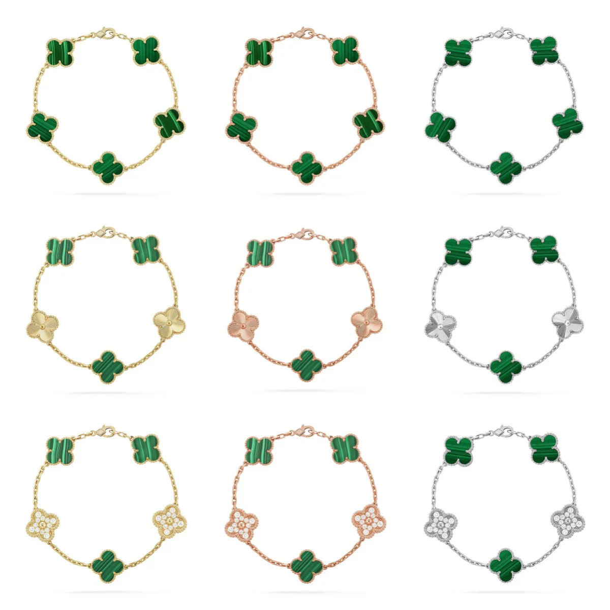 [Marin] CLOVER 5 MOTIF MALACHITE BRACELET COLLECTION