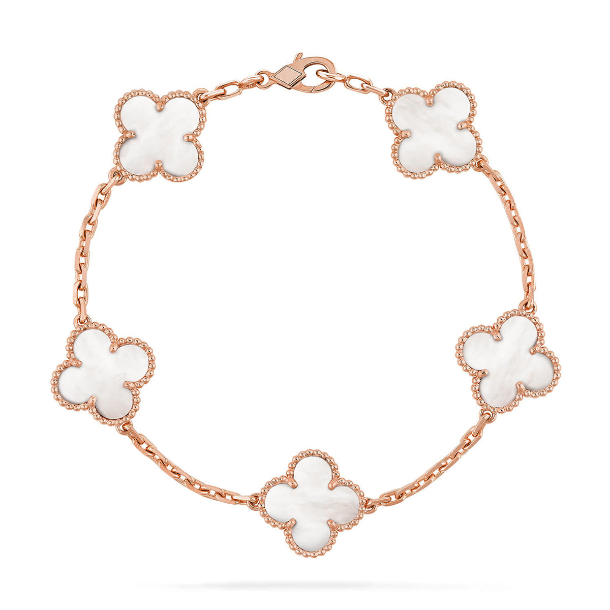 [Marin-Jewelry]CLOVER WHITE PEARL MOP 5 MOTIF BRACELET COLLECTION