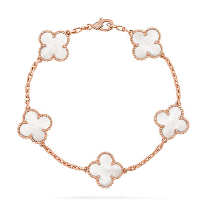 [Marin-Jewelry]CLOVER WHITE PEARL MOP 5 MOTIF BRACELET COLLECTION