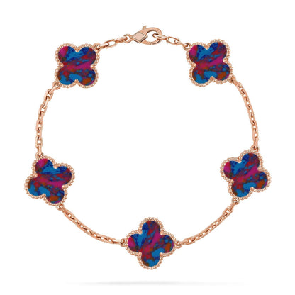 [Marin-Jewelry]CLOVER 5 MOTIF COLOR GEMSTONES BRACELET COLLECTION