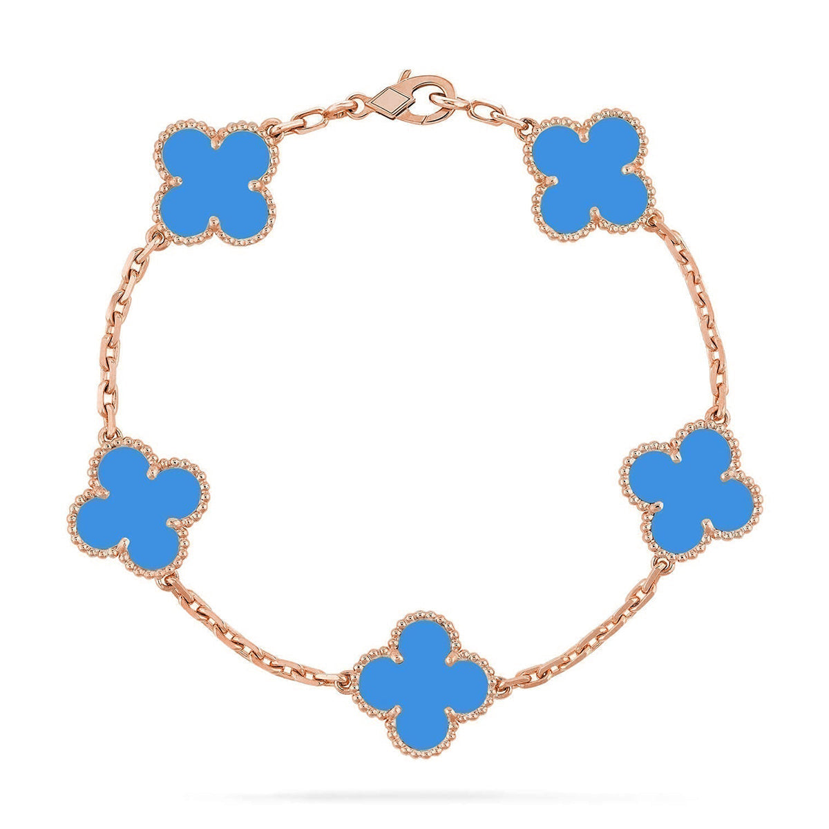 [Marin-Jewelry] クローバー5モチーフ ブルーアゲートブレスレットコレクション