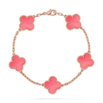 [Marin-Jewelry] クローバー5モチーフ ピンクマザーオブパール ブレスレットコレクション