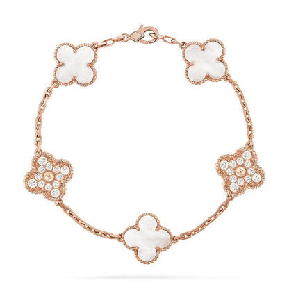 [Marin]CLOVER WHITE PEARL MOP 5 MOTIF BRACELET COLLECTION