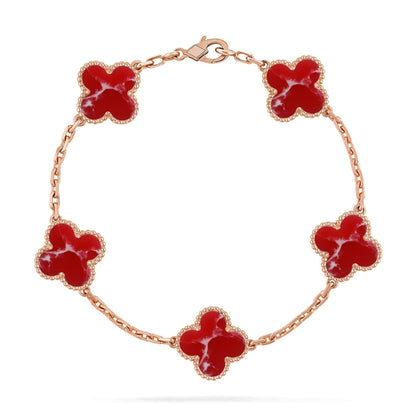 [Marin-Jewelry]クローバー 5 モチーフ レッドパターンブレスレットコレクション