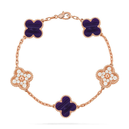 [Marin-Jewelry]クローバー5モチーフ パープルストライプス ブレスレットコレクション
