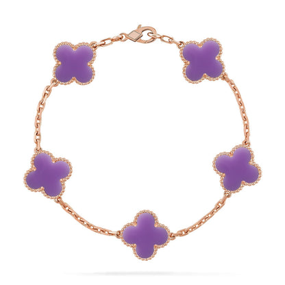 [Marin-Jewelry]クローバー 5モチーフ ライトパープル ブレスレット コレクション