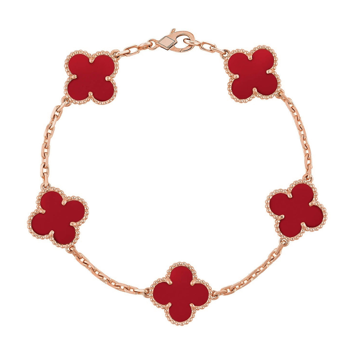 [Marin-Jewelry] CLOVER 5 MOTIF RED CORNELIAN BRACELET COLLECTION