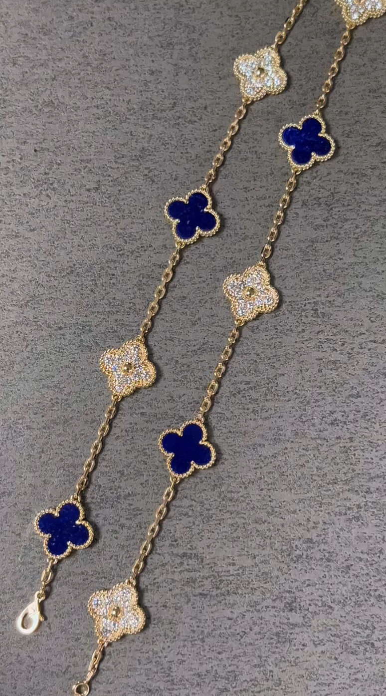 [Marin-Jewelry]クローバー 10モチーフ ダイヤモンド ラピスラズリ