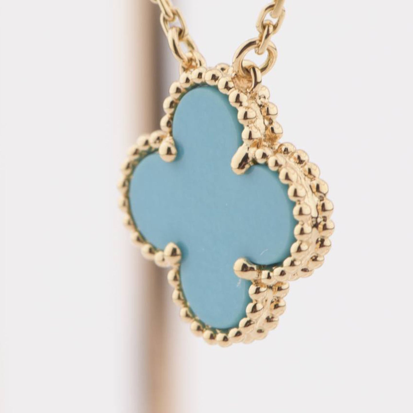 [Marin-Jewelry]CLOVER 15MM VINTAGE TURQUOISE NECKLACE
