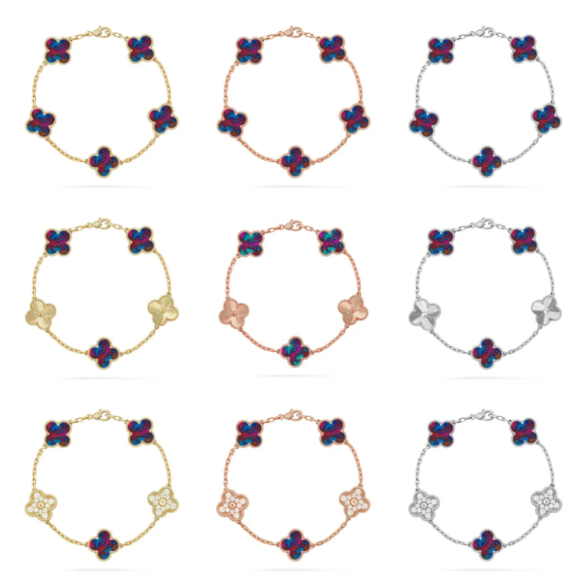 [Marin]CLOVER 5 MOTIF COLOR GEMSTONES BRACELET COLLECTION