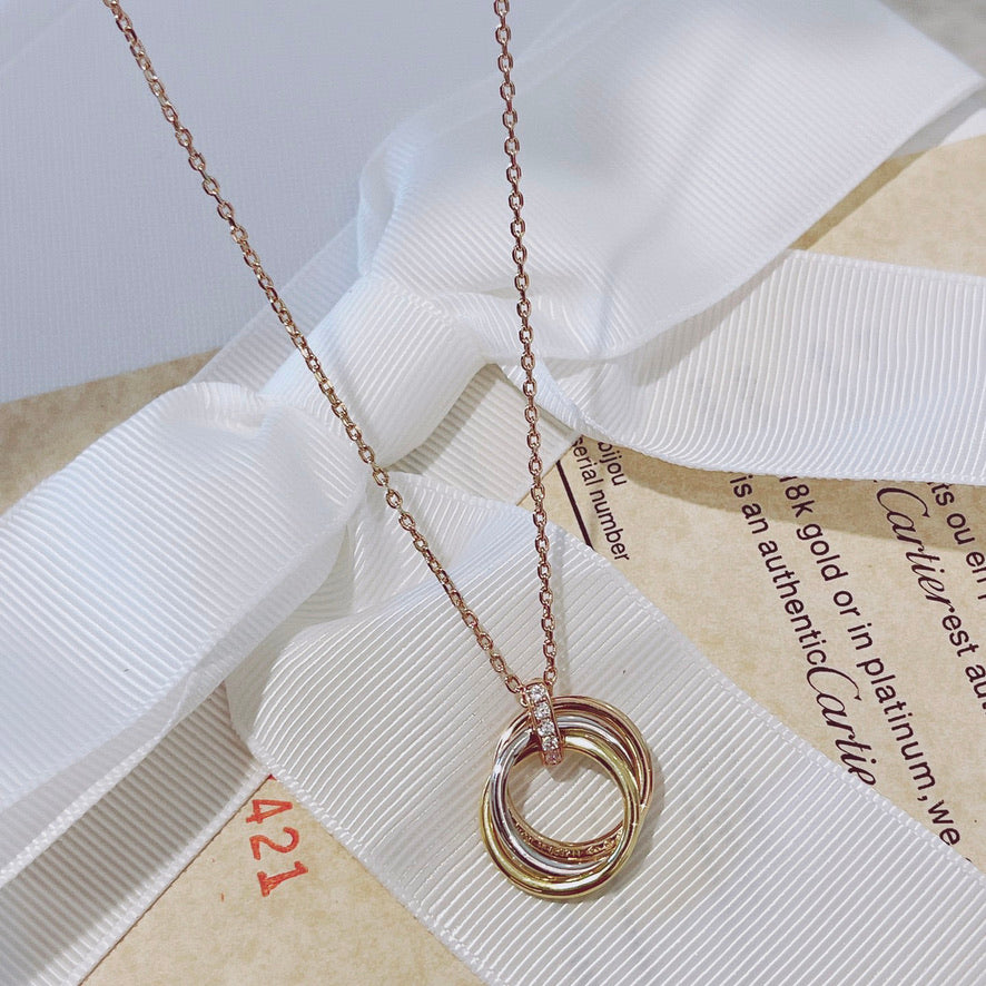 [Marin-Jewelry]TRINITY NECKLACE GOLD  DIAMONDS