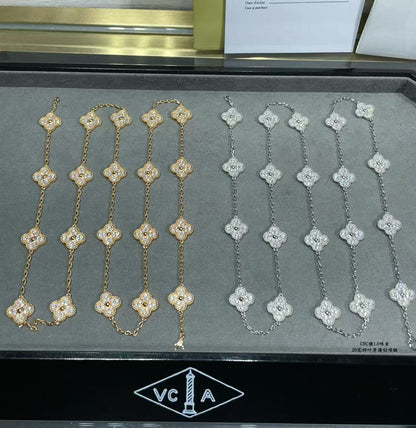 [Marin-Jewelry]CLOVER 20 MOTIFS FULL-DIAMOND NECKLACE