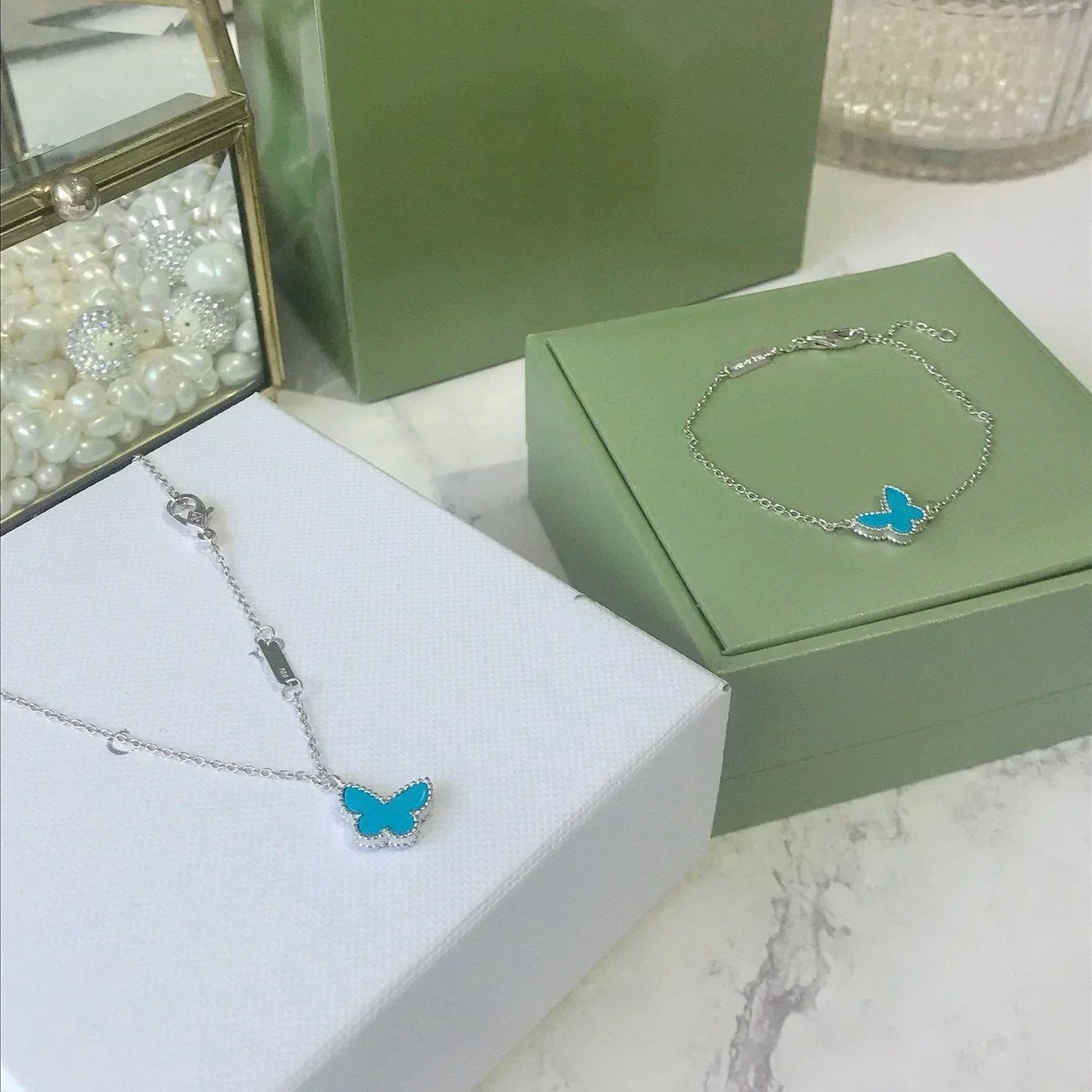 [Marin-Jewelry]BUTTERFLY TURQUOISE BUTTERFLY BRACELET SILVER