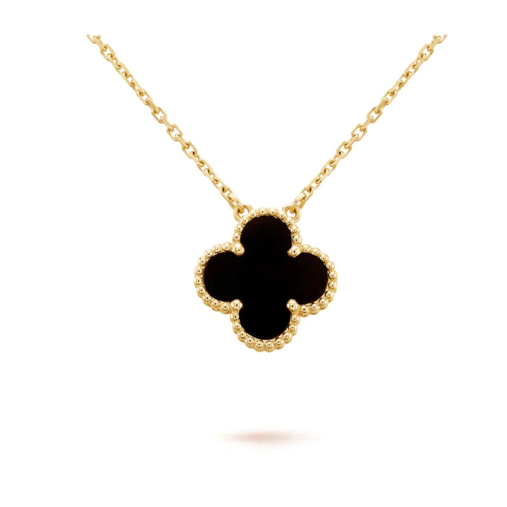 [Marin]COLLIER CLOVER 15MM FLEUR UNIQUE ONYX NOIR
