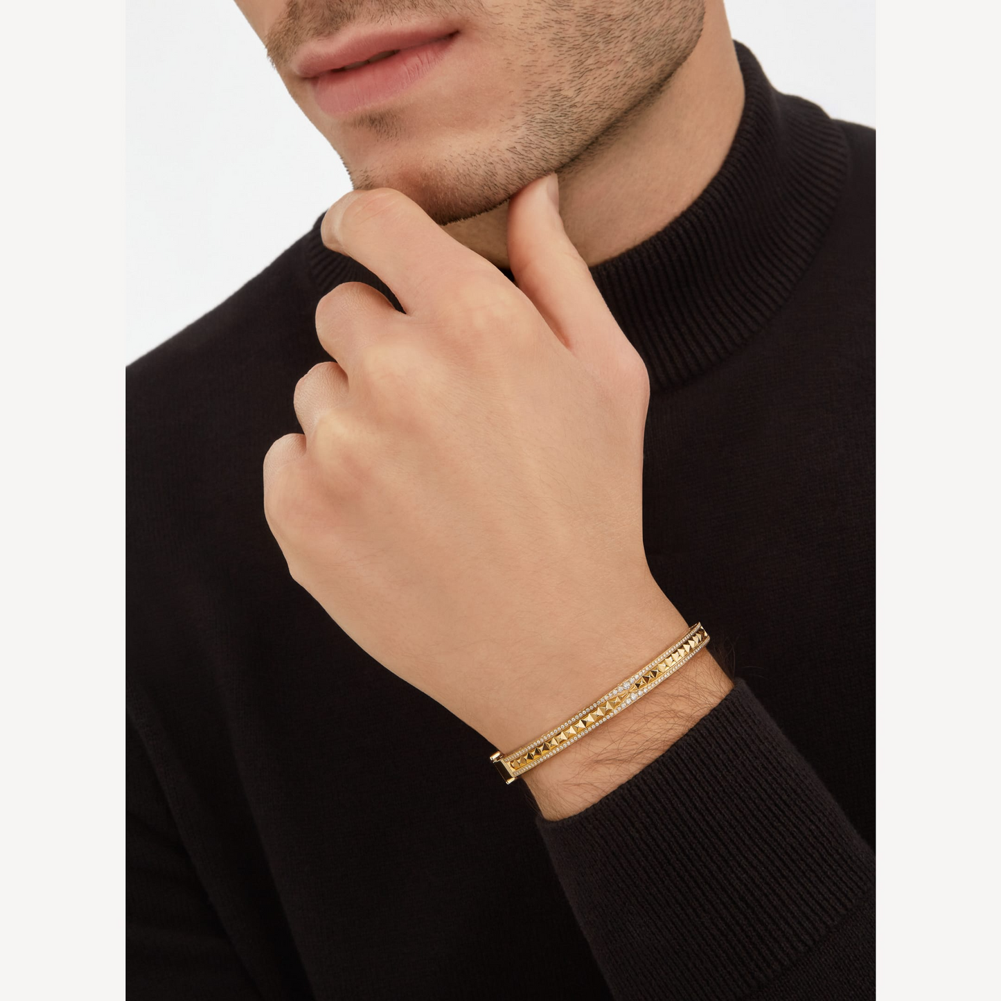 [Marin]ZERO 1 SPIRAL AND PAVED DIAMOND GOLD BRACELET