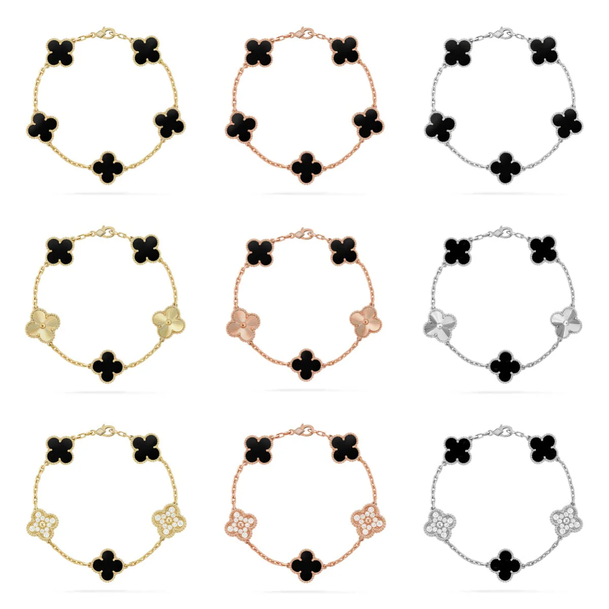[Marin] CLOVER 5 MOTIF ONYXS BRACELET COLLECTION