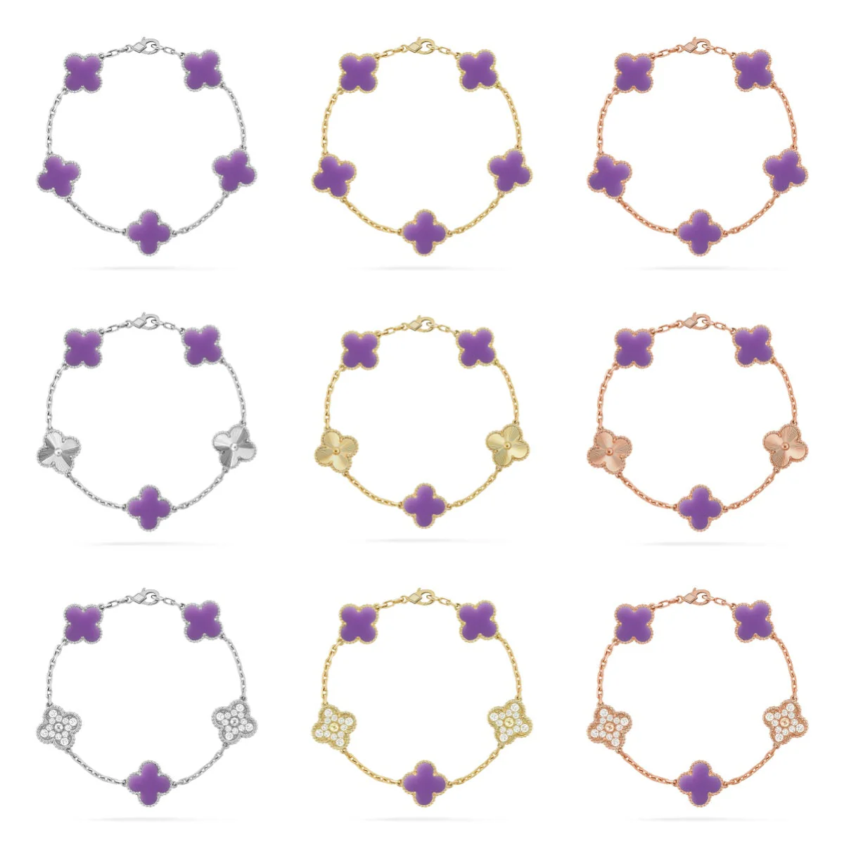 [Marin]CLOVER 5 MOTIF LIGHT PURPLE BRACELET COLLECTION