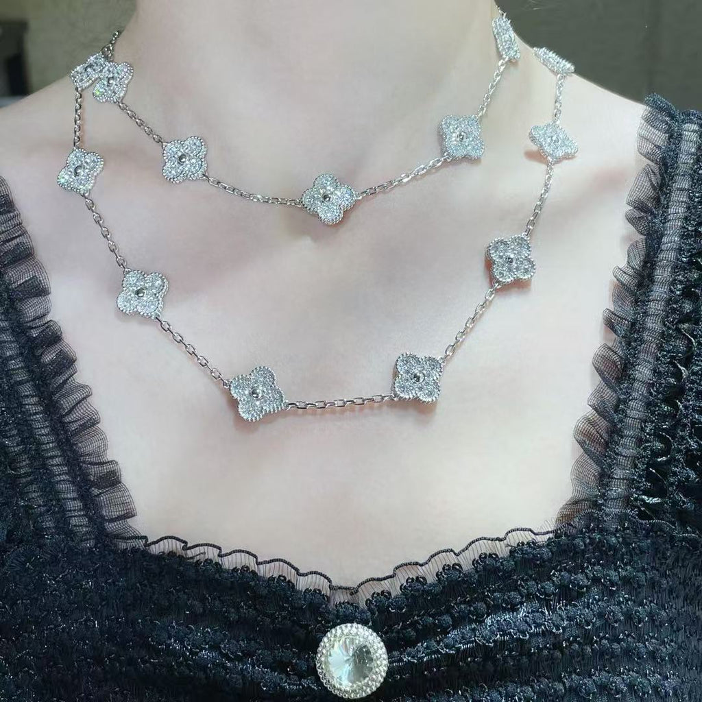 [Marin]COLLIER TRÈFLE 20 MOTIFS ENTIÈREMENT SERTI DE DIAMANTS