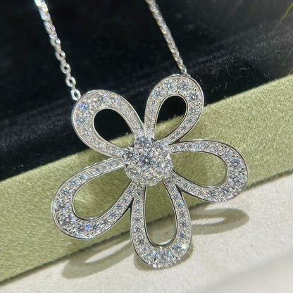 [Marin]FLOWERLACE NECKLACE FULL DIAMONDS
