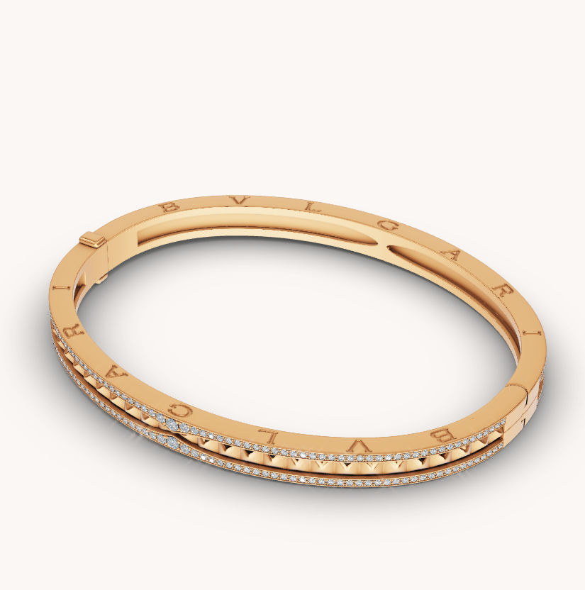 [Marin]ZERO 1 SPIRAL AND PAVED DIAMOND GOLD BRACELET