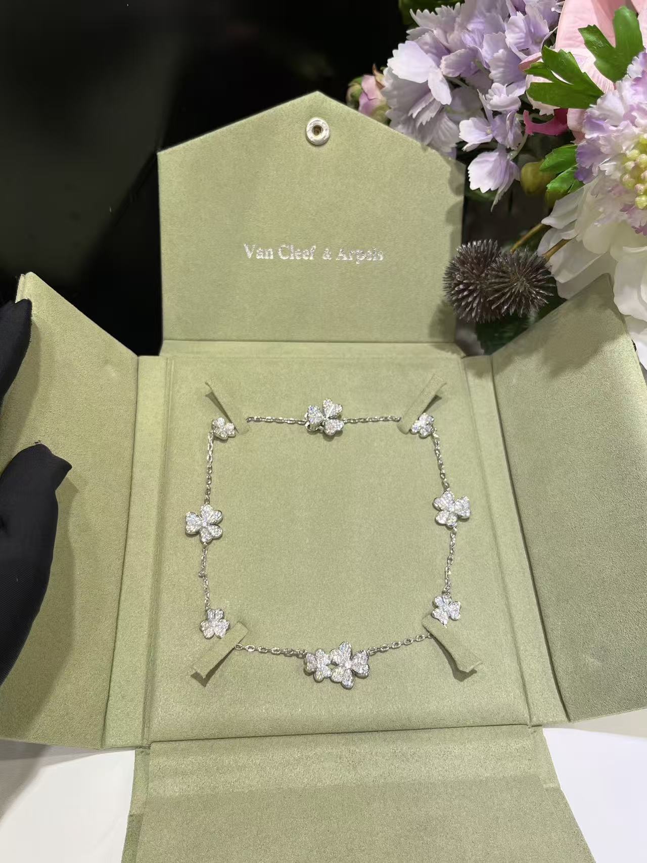 [Marin-Jewelry Jewelry] クローバー 10モチーフ フルダイヤモンドネックレス