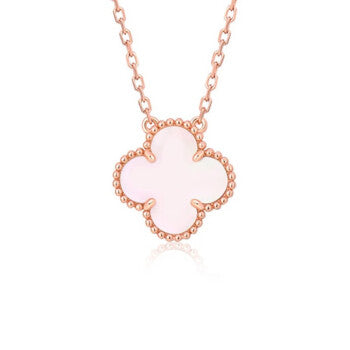 [Marin-Jewelry]CLOVER 15MM PINK MOTHER-OF-PEARL SINGLE FLOWER NECKLACE
