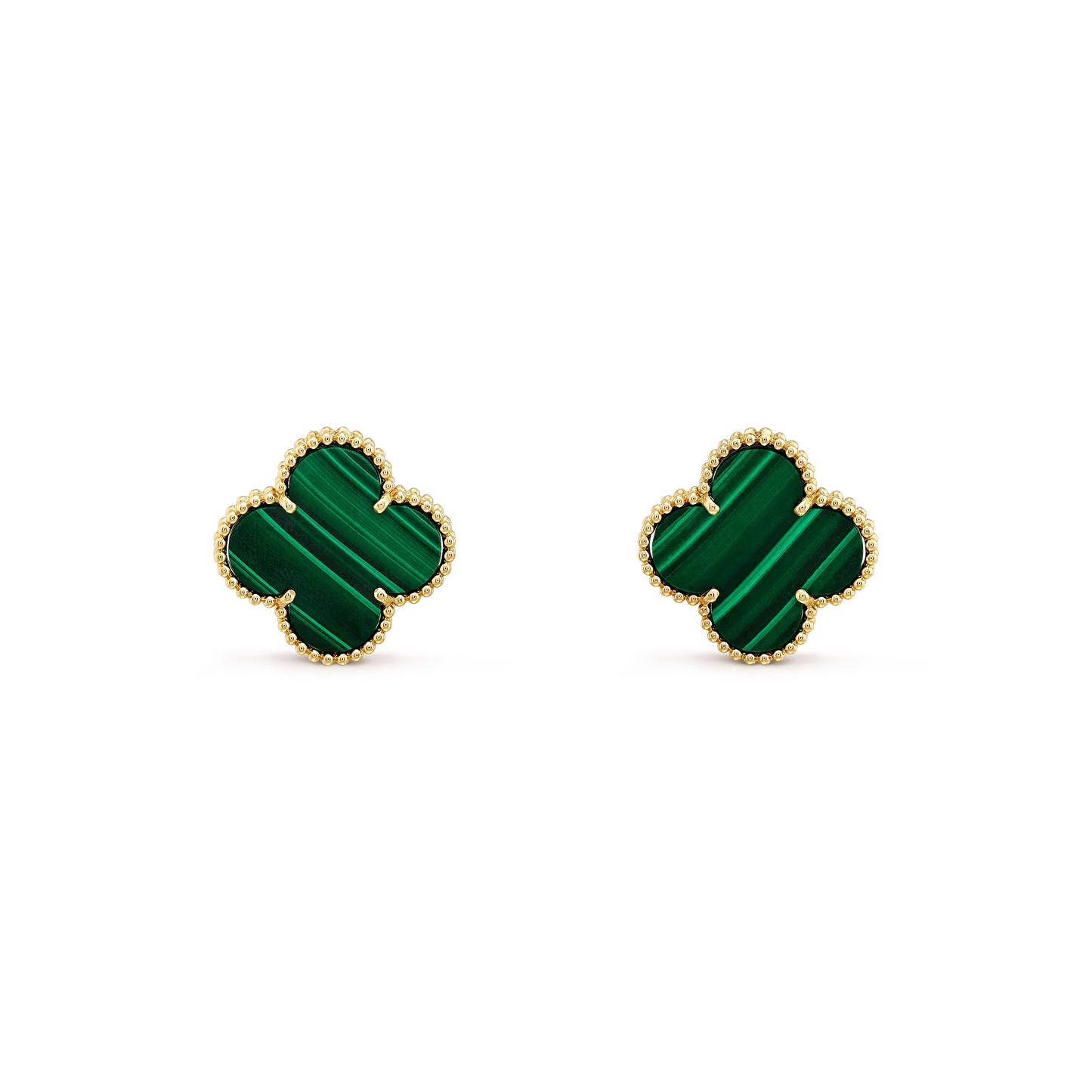 [Marin-Jewelry]CLOVER MINI 9.5MM MALACHITE  EARRINGS
