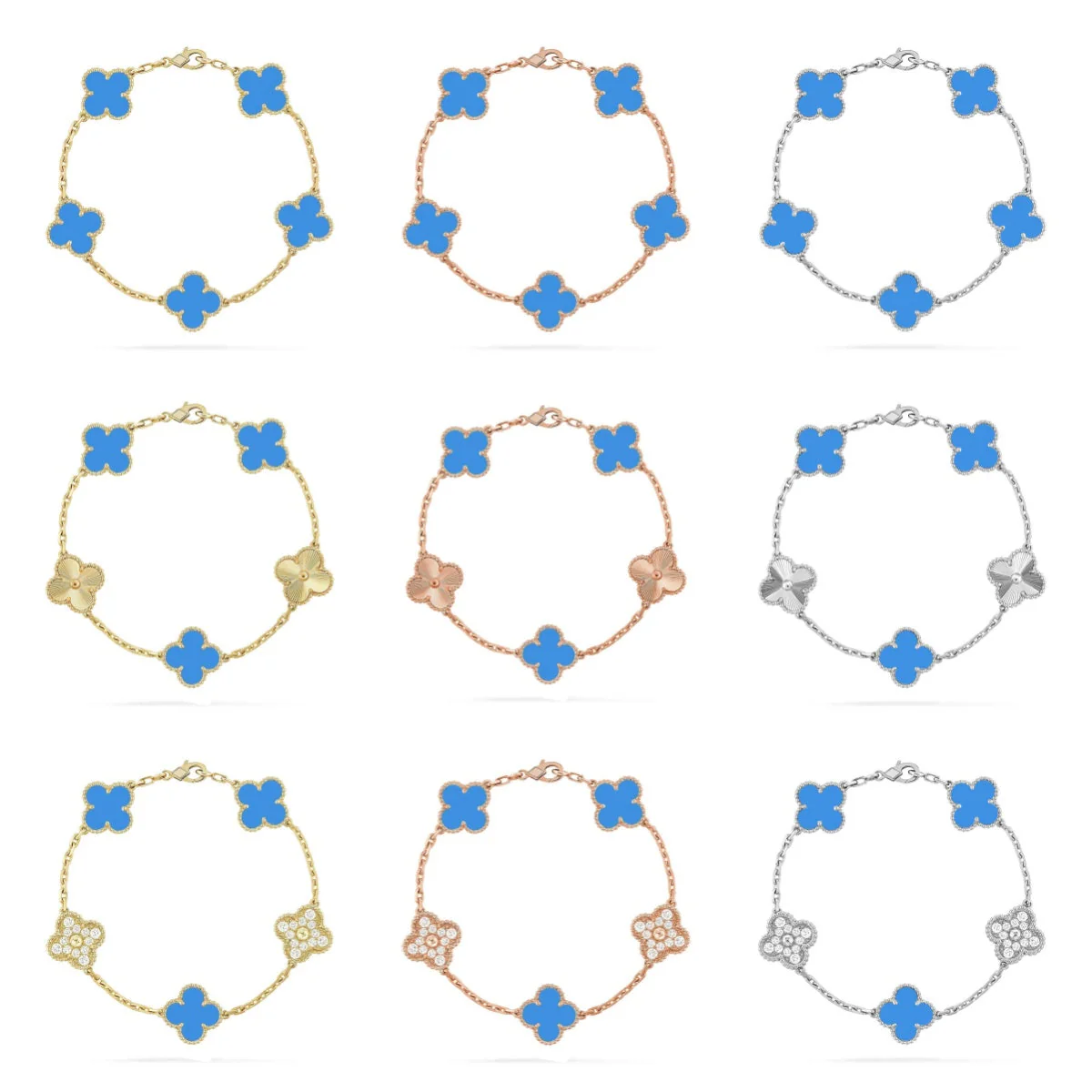 [Marin] CLOVER 5 MOTIF BLUE AGATE BRACELET COLLECTION