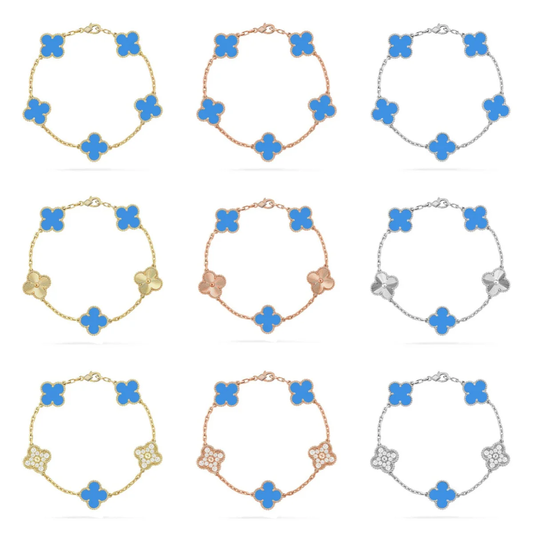 [Marin] CLOVER 5 MOTIF BLUE AGATE BRACELET COLLECTION