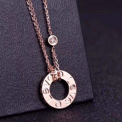 [Marin-Jewelry]LOVE NECKLACE 16MM 2 DIAMONDS