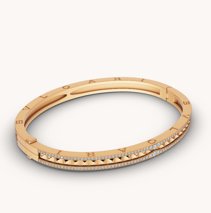 [Marin]ZERO 1 SPIRAL AND PAVED DIAMOND GOLD BRACELET