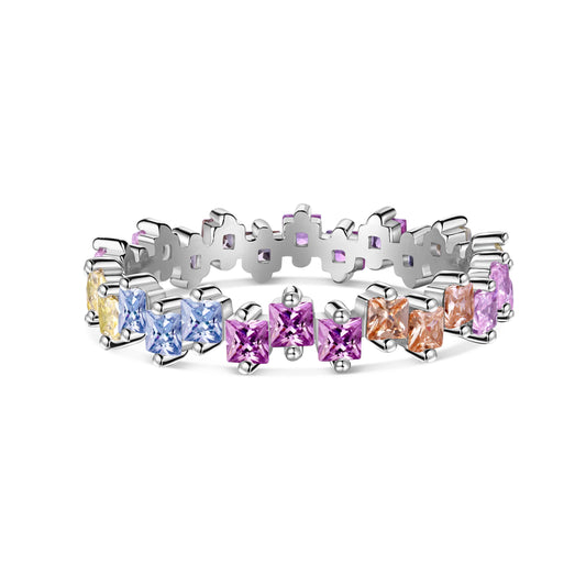 [Marin Jewelry]Mixed Colorful Square Staggered Rings