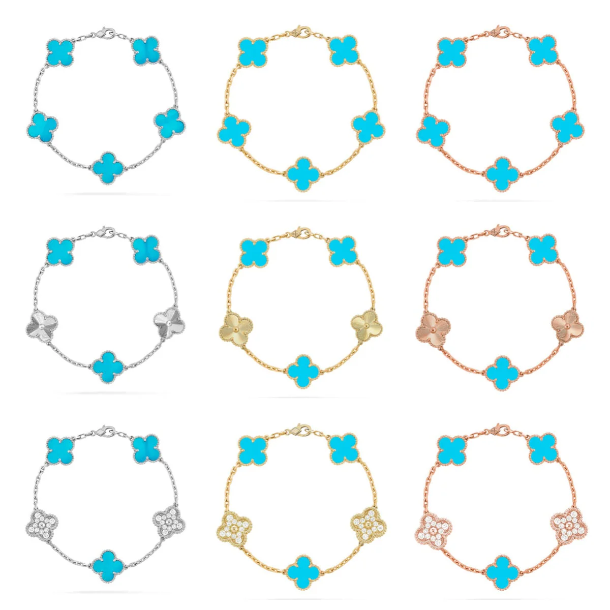 [Marin] CLOVER 5 MOTIF TURQUOISE BRACELET COLLECTION