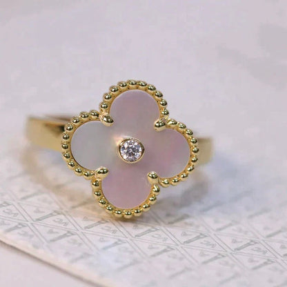 [Marin]CLOVER PINK MOP RING GOLD DIAMOND