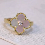 [Marin]CLOVER PINK MOP RING GOLD DIAMOND