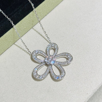 [Marin]FLOWERLACE NECKLACE FULL DIAMONDS