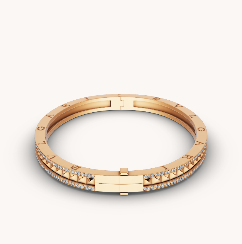 [Marin]ZERO 1 SPIRAL AND PAVED DIAMOND GOLD BRACELET