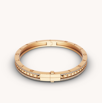 [Marin]ZERO 1 SPIRAL AND PAVED DIAMOND GOLD BRACELET